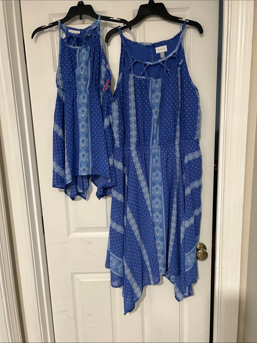 Mommy and me set of two- The Children's Place Blue Printed Halter Dresses